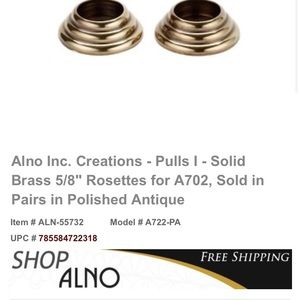 NW ALNO CREATIONS ANTQ BRASS PULL ROSETTE PAIR